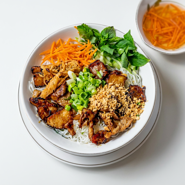 Grilled Pork & Egg Roll Vermicelli Bowl (Bún Thịt Nướng Chả Giò).