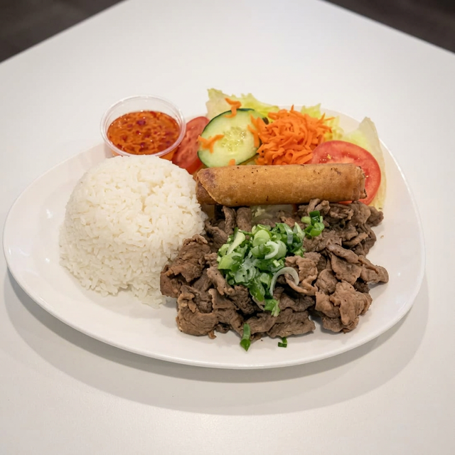 Grilled Beef Rice Plate.